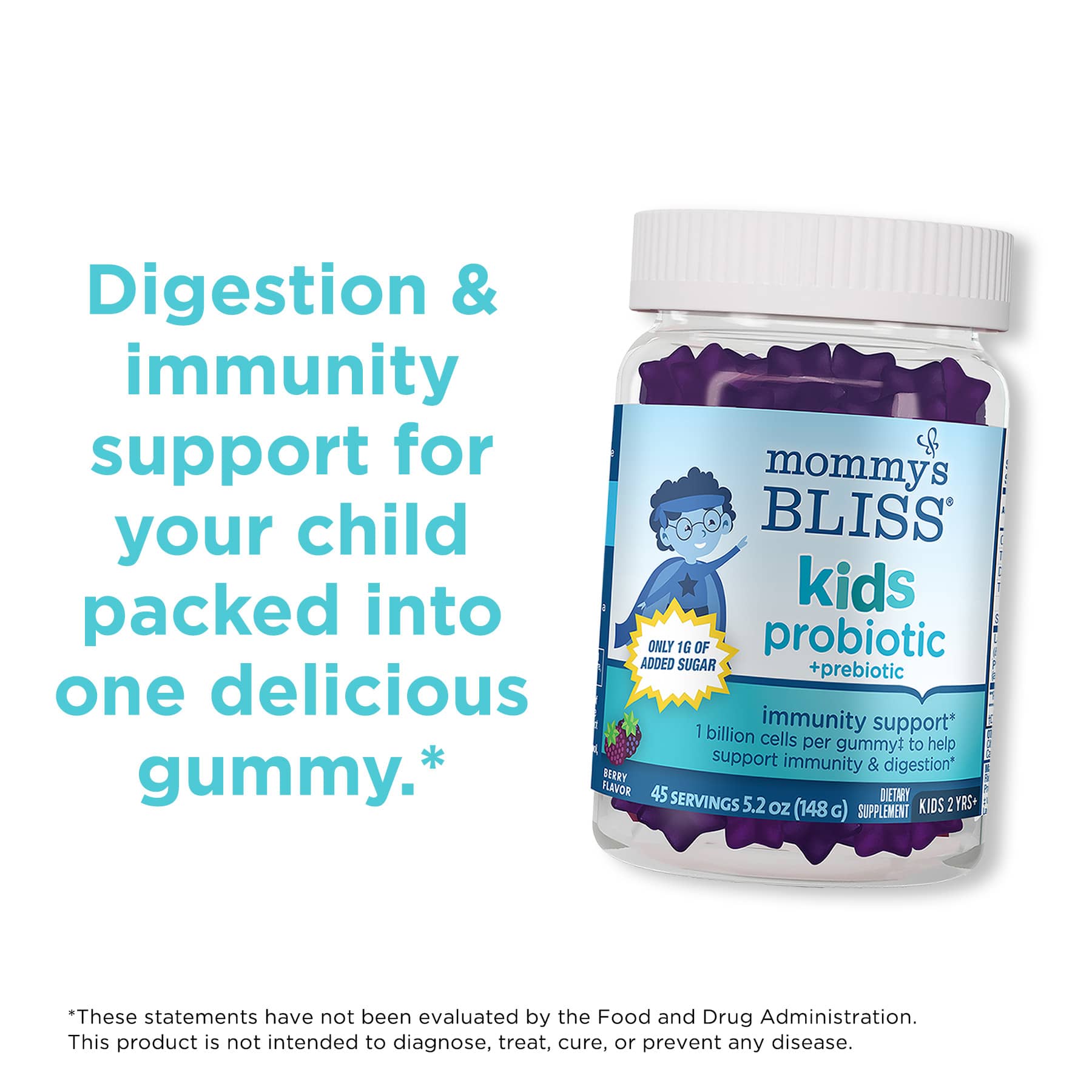 Kids probiotics gummies benefits with a white backgroun