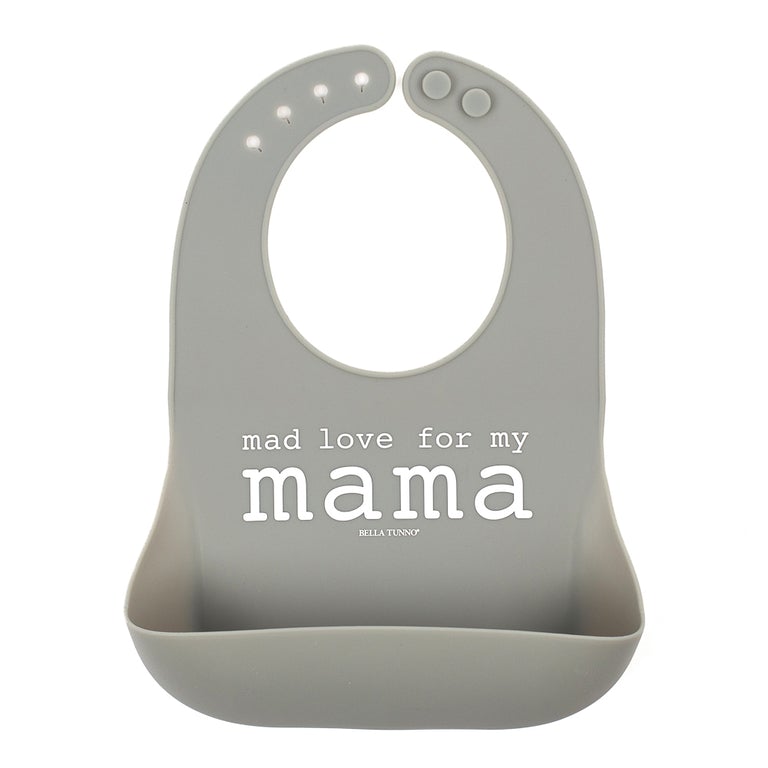 mad love for my mama bib in gray