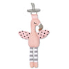 A swan toy with a pacifier on top of it