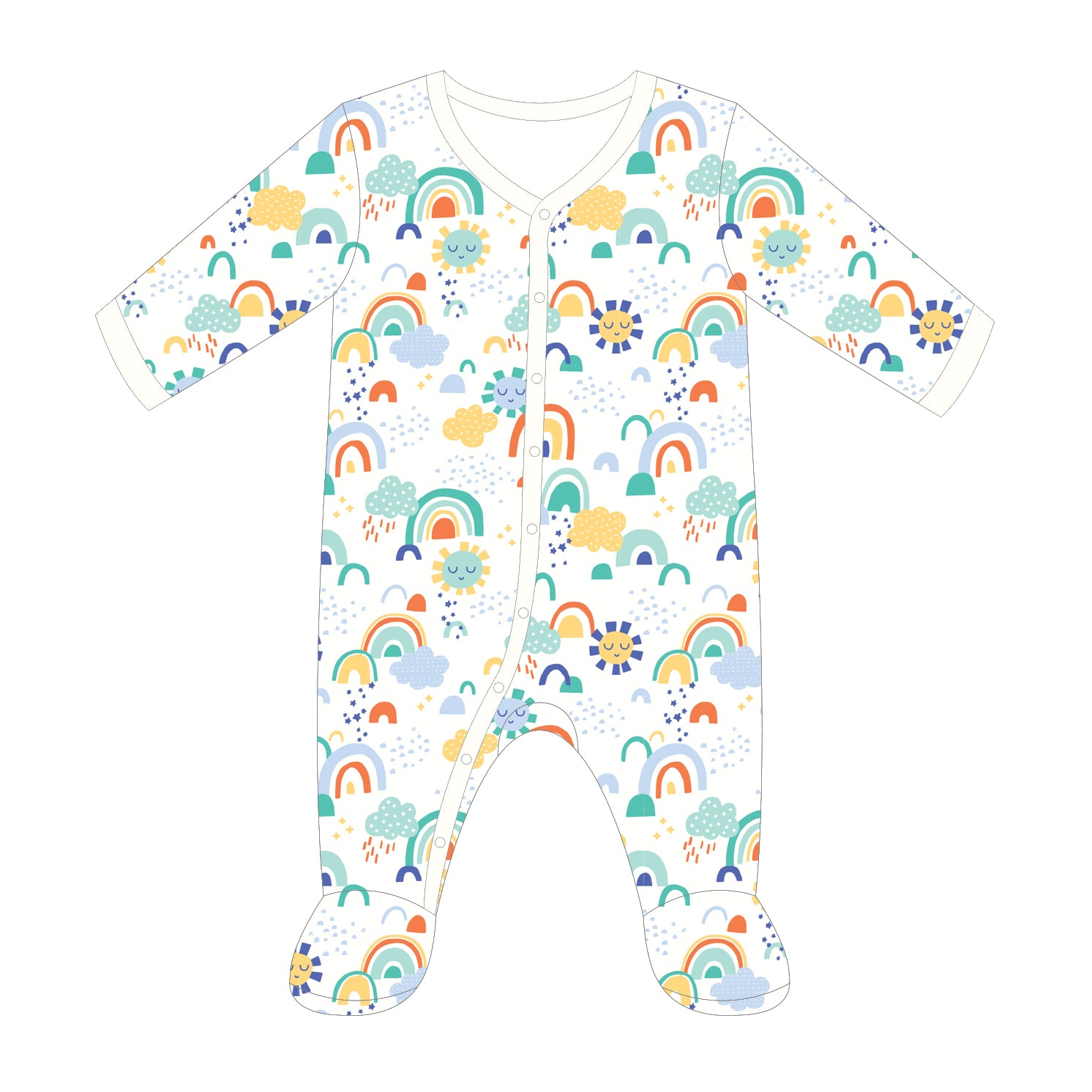 Organic Cotton Long Sleeve Footie - Sunshine Collection by Apple Park